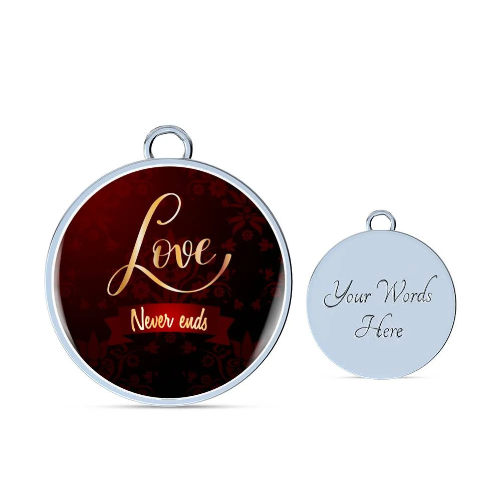 Love Never Ends Personalized Engraved Silver Circle Bangle Bracelet Custom Name